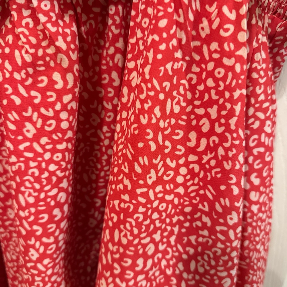 Amazon Red and White Off-Shoulder Ruffle Dress - Picture 2 of 2